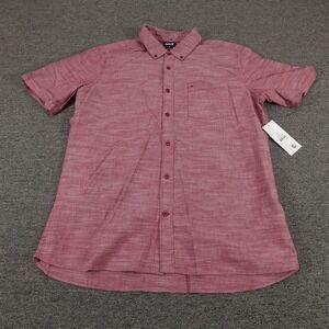 Hurley Shirt Mens Large Pink Cotton Short Sleeve Button Down Classic Fit Casual